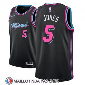 Maillot Miami Heat Derrick Jones No 5 Ciudad 2018-19 Noir