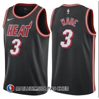 Maillot Miami Heat Wade 3 Ciudad 2017-18 Noir Rouge