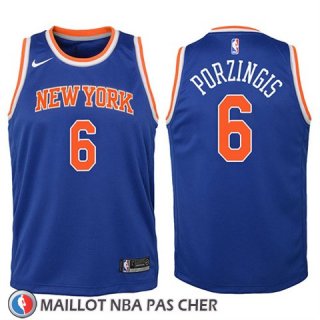 Maillot Enfant New York Knicks Kristaps Porzingis No 6 2017-18 Bleu