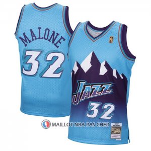 Maillot Utah Jazz Karl Malone NO 32 Mitchell & Ness 1996-97 Bleu