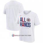 Maillot Manche Courte Los Angeles Clippers 2024 NBA Playoffs Mantra Blanc