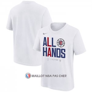 Maillot Manche Courte Los Angeles Clippers 2024 NBA Playoffs Mantra Blanc