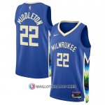 Maillot Milwaukee Bucks Khris Middleton NO 22 Ville 2022-23 Bleu