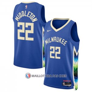 Maillot Milwaukee Bucks Khris Middleton NO 22 Ville 2022-23 Bleu