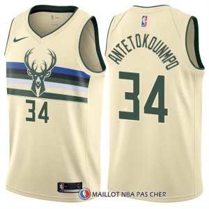 Maillot Milwaukee Bucks Giannis Antetokounmpo Ville 34 Creme