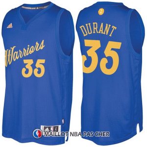 Maillot Authentique Navidad Golden State Warriors Durant 35 2016-17 Bleu