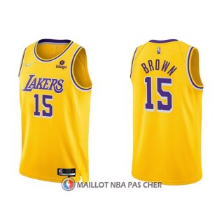 Maillot Los Angeles Lakers Jabari Brown NO 15 75th Anniversary 2021-22 Jaune