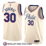 Maillot Philadelphia 76ers Furkan Korkmaz No 30 Ciudad 2018 Crema