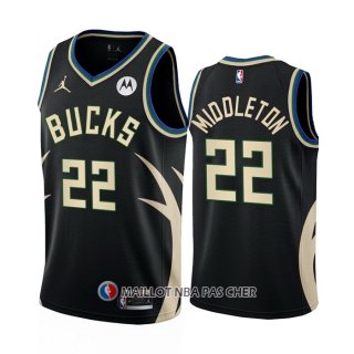 Maillot Milwaukee Bucks Khris Middleton NO 22 Statement 2022-23 Noir