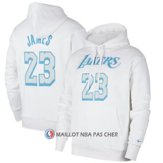Veste a Capuche Los Angeles Lakers Lebron James Ville Blanc