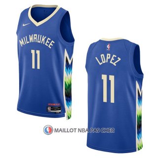 Maillot Milwaukee Bucks Brook Lopez NO 11 Ville 2022-23 Bleu