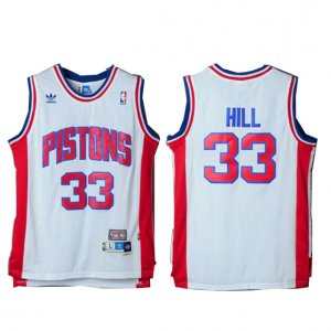 Maillot Retro Pistons Hill 33 Blanc