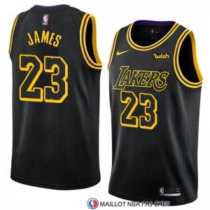 Maillot Los Angeles Lakers Lebron James 23 Ciudad 2017-18 Noir