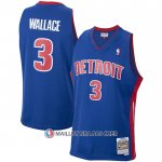 Maillot Detroit Pistons Ben Wallace NO 3 Mitchell & Ness 2003-04 Bleu