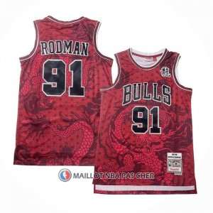 Maillot Chicago Bulls Dennis Rodman NO 91 Asian Heritage Throwback 1997-98 Rouge
