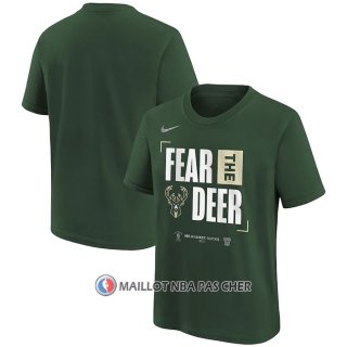 Maillot Manche Courte Milwaukee Bucks 2024 NBA Playoffs Mantra Vert