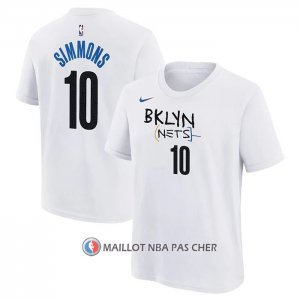 Maillot Manche Courte Brooklyn Nets Ben Simmons Ville 2022-23 Blanc