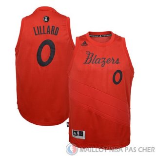 Maillot Lillard Portland Rail Blazers Noel #0 Rouge