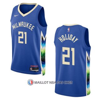 Maillot Milwaukee Bucks Jrue Holiday NO 21 Ville 2022-23 Bleu