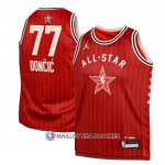 Maillot Enfant All Star 2024 Dallas Mavericks Luka Doncic NO 77 Rouge
