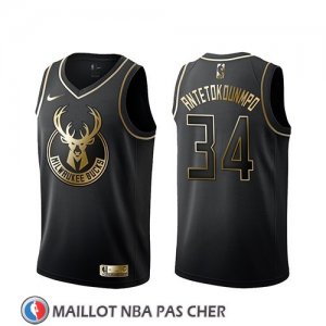 Maillot Golden Edition Milwaukee Bucks Giannis Antetokounmpo Noir