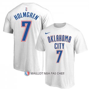 Maillot Manche Courte Oklahoma City Thunder Chet Holmgren Blanc