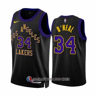 Maillot Los Angeles Lakers Shaquille O'neal NO 34 Ville 2023-24 Noir
