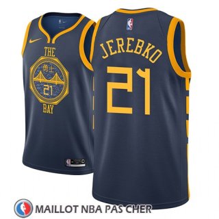 Maillot Golden State Warriors Jonas Jerebko No 21 Ciudad 2018-19 Bleu
