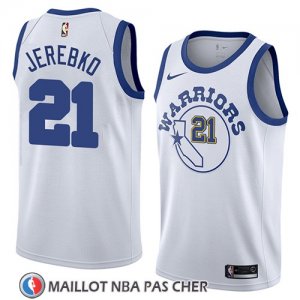 Maillot Golden State Warriors Jonas Jerebko No 21 Hardwood Classic 2018-19 Blanc