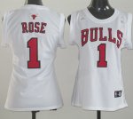 Maillot Femme de Rose Chicago Bulls #1 Blanc