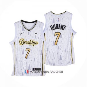 Maillot Brooklyn Nets Kevin Durant No 7 Christmas Blanc