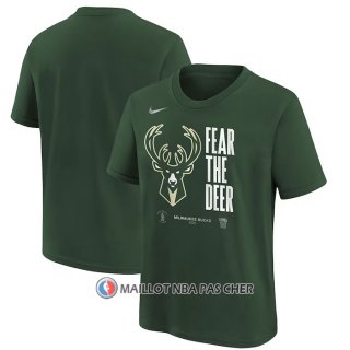 Maillot Manche Courte Milwaukee Bucks 2023 NBA Playoffs Mantra Vert