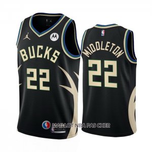 Maillot Milwaukee Bucks Khris Middleton NO 22 Statement 2022-23 Noir