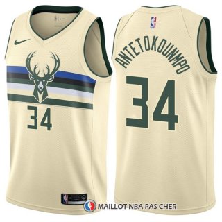 Maillot Milwaukee Bucks Giannis Antetokounmpo Ville 34 Creme