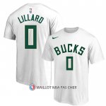 Maillot Manche Courte Milwaukee Bucks Damian Lillard Blanc