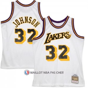 Maillot Los Angeles Lakers Magic Johnson NO 32 Mitchell & Ness1984-85 Blanc