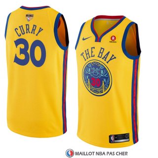 Maillot Golden State Warriors Stephen Curry 30 Ciudad 2017-18 Or