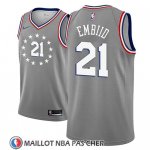 Maillot Philadelphia 76ers Joel Embiid No 21 Ciudad 2018-19 Gris