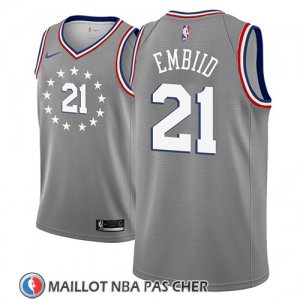 Maillot Philadelphia 76ers Joel Embiid No 21 Ciudad 2018-19 Gris