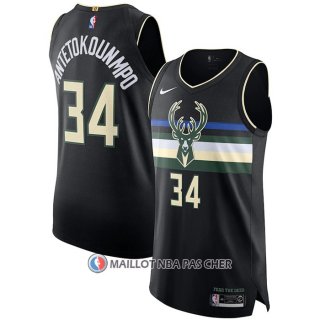 Maillot Milwaukee Bucks Giannis Antetokounmpo NO 34 Statement Authentique Noir