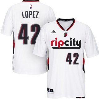Maillot Manche Courte Blazers Lopez 42 Blanc