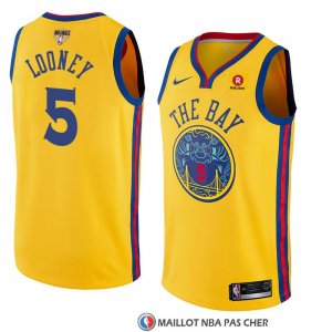 Maillot Golden State Warriors Kevon Looney 5 Ciudad 2017-18 Or