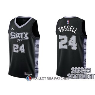 Maillot San Antonio Spurs Devin Vassell NO 24 Statement 2022-23 Noir