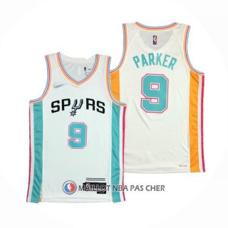 Maillot San Antonio Spurs Tony Parker NO 9 Ville 2021-22 Blanc