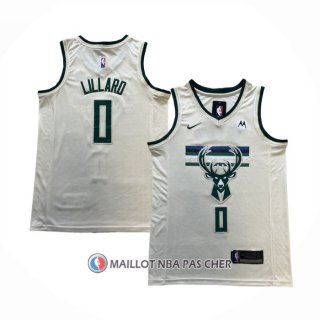 Maillot Milwaukee Bucks Damian Lillard NO 0 Ville 2018-19 Creme