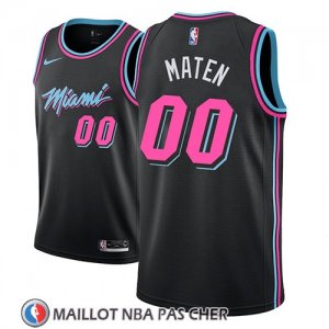 Maillot Miami Heat Yante Maten No 00 Ciudad 2018-19 Noir