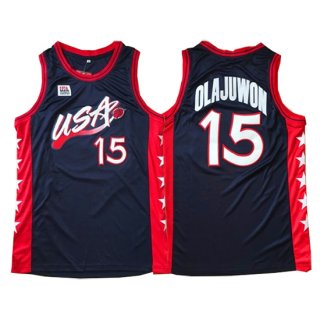Maillot USA 1996 Olajuwon 15 Noir