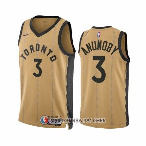 Maillot Toronto Raptors OG Anunoby NO 3 Ville 2023-24 Or