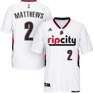 Maillot Manche Courte Blazers Matthews 2 Blanc