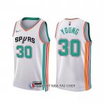 Maillot San Antonio Spurs Thaddeus Young NO 30 Ville 2021-22 Blanc